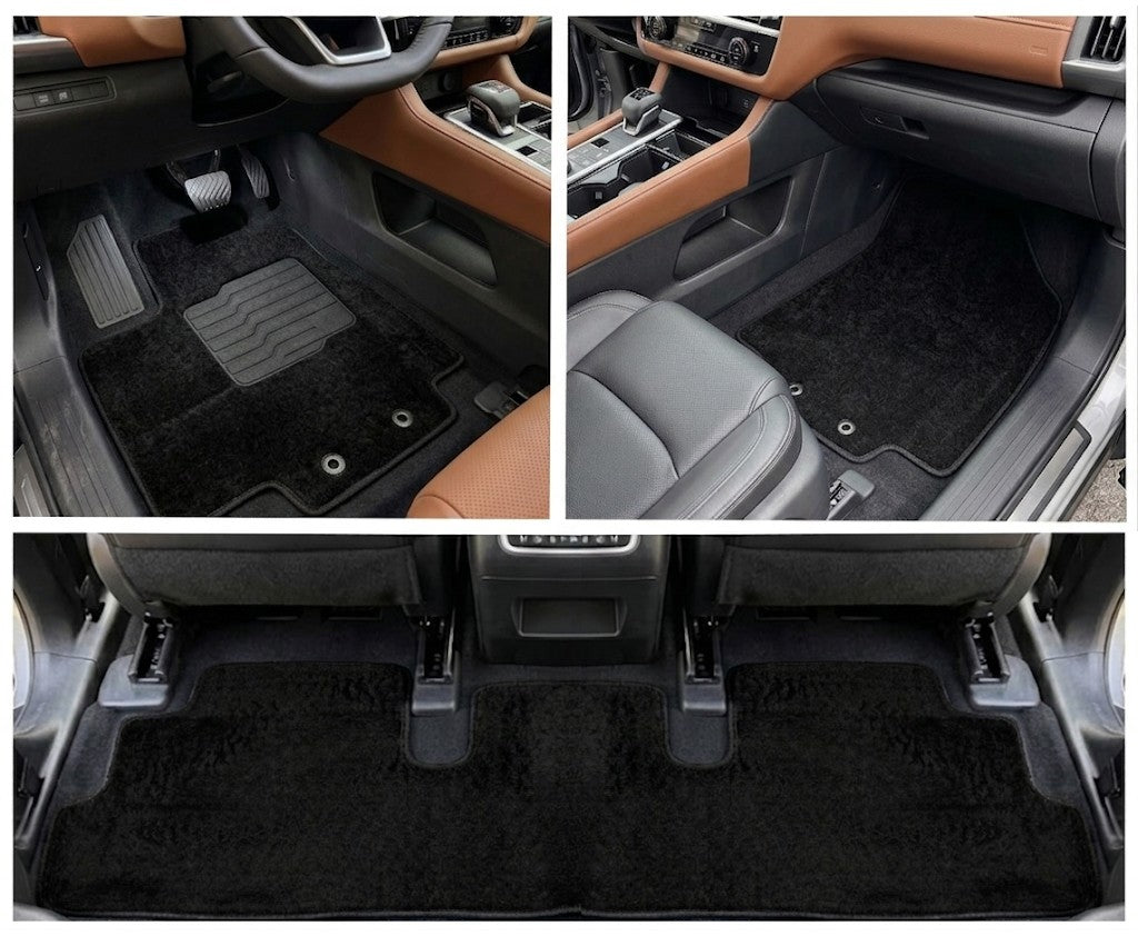 Carpet Floor Mats for 2022 to 2026 Nissan Pathfinder 8 Passenger, Full Set, Black
