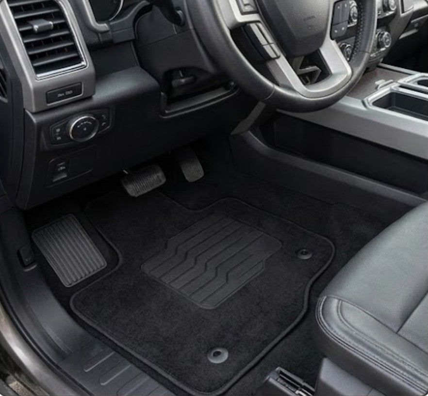 Carpet Floor Mats for 2015 to 2020 Ford F-150 Crew & Extended Cabin, Front and Rear, Black