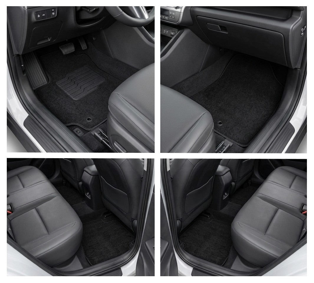 Carpet Floor Mats for 2024 to 2026 Hyundai Kona, Front and Rear, Black (Not for Electric Models)
