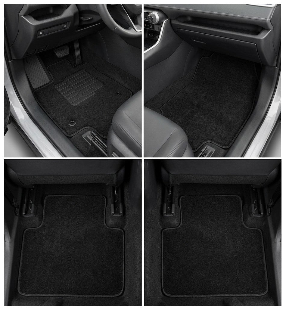 Carpet Floor Mats for 2019 to 2025 Toyota RAV4, Front and Rear, Black