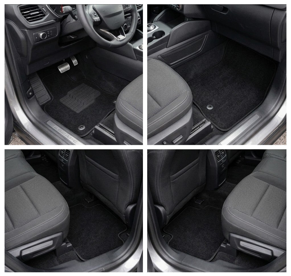 Carpet Floor Mats for 2020 to 2026 Ford Escape, Front and Rear, Black