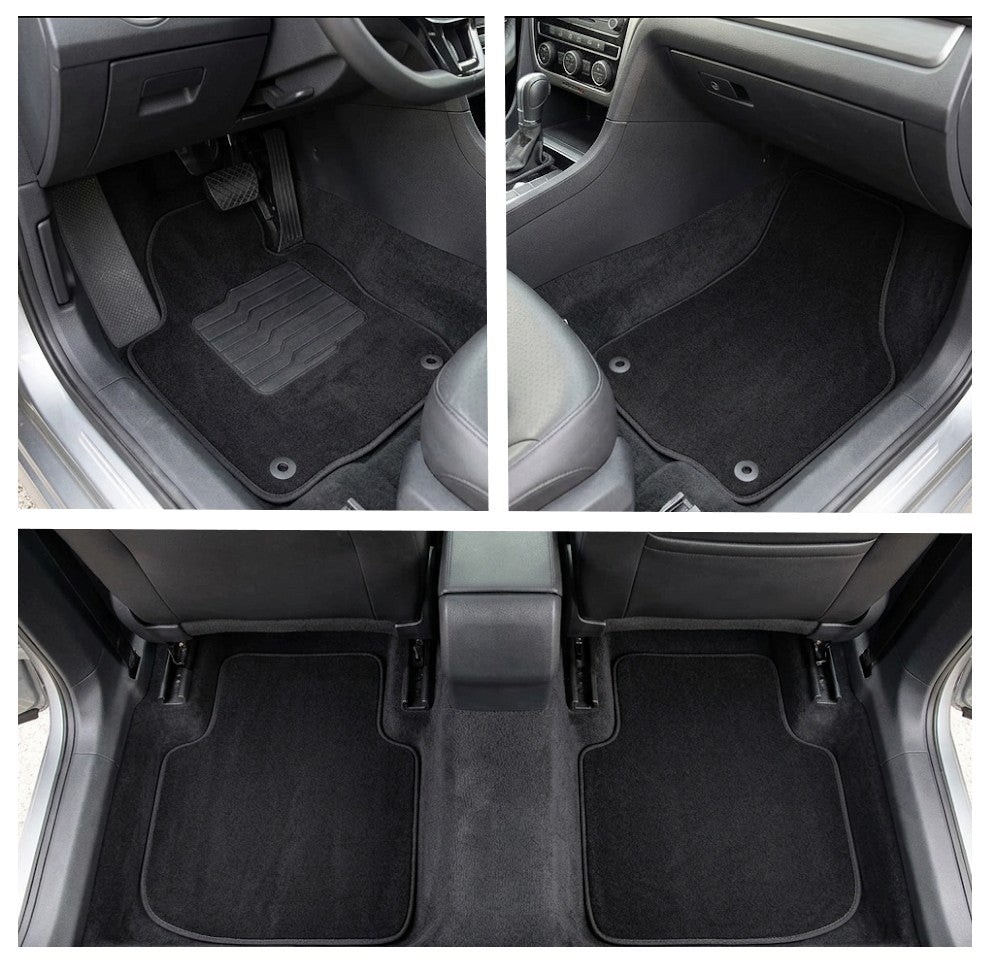 Carpet Floor mats for 2011 to 2019 Volkswagen Passat, Front and Rear, Black