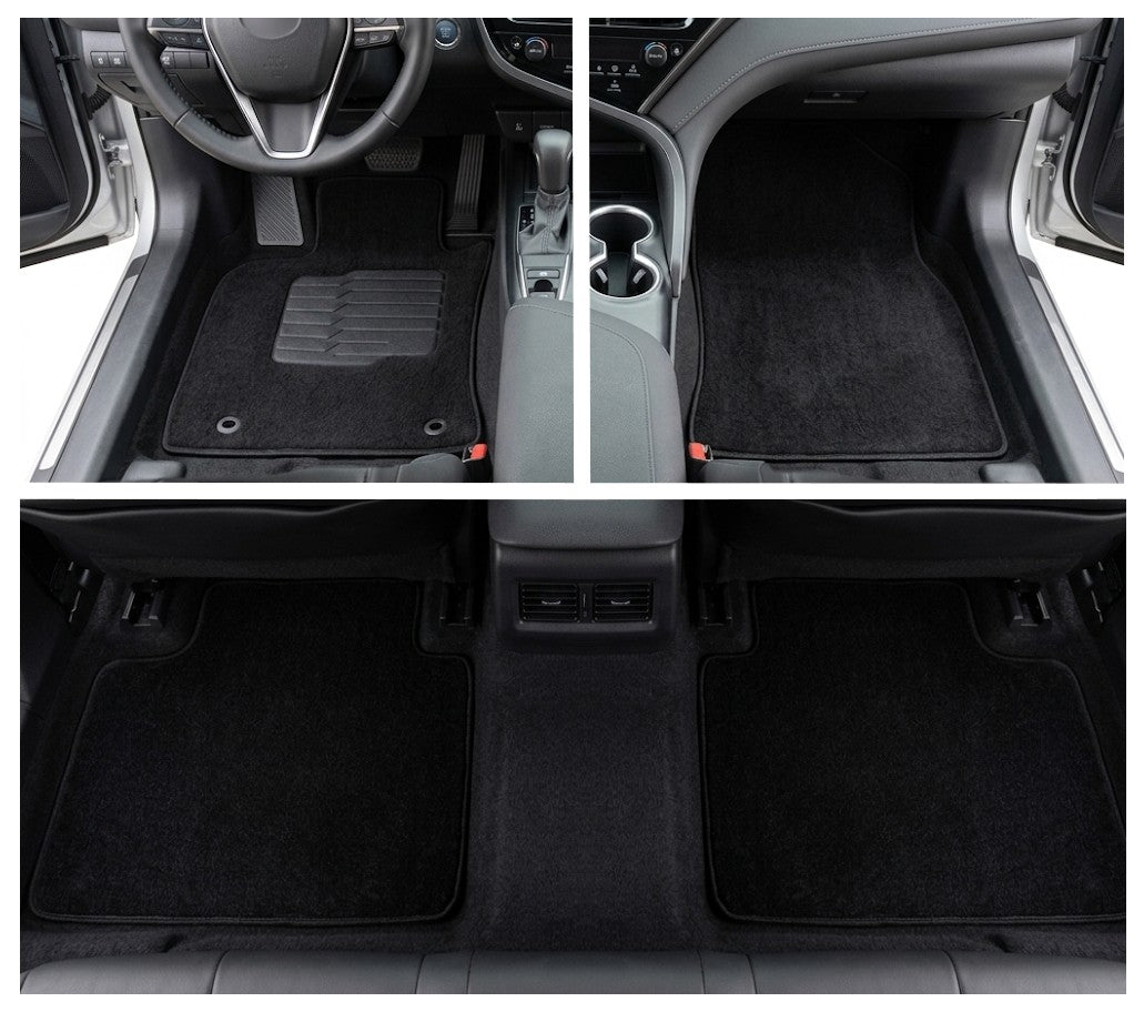 Carpet Floor Mats for 2018 to 2024 Toyota Camry, Front and Rear, Black