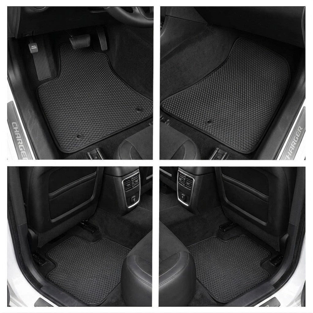 All Weather Honeycomb Floor Mats for 2011 to 2023 Dodge Charger and Chrysler 300 RWD (Not fit for AWD), Front and Rear