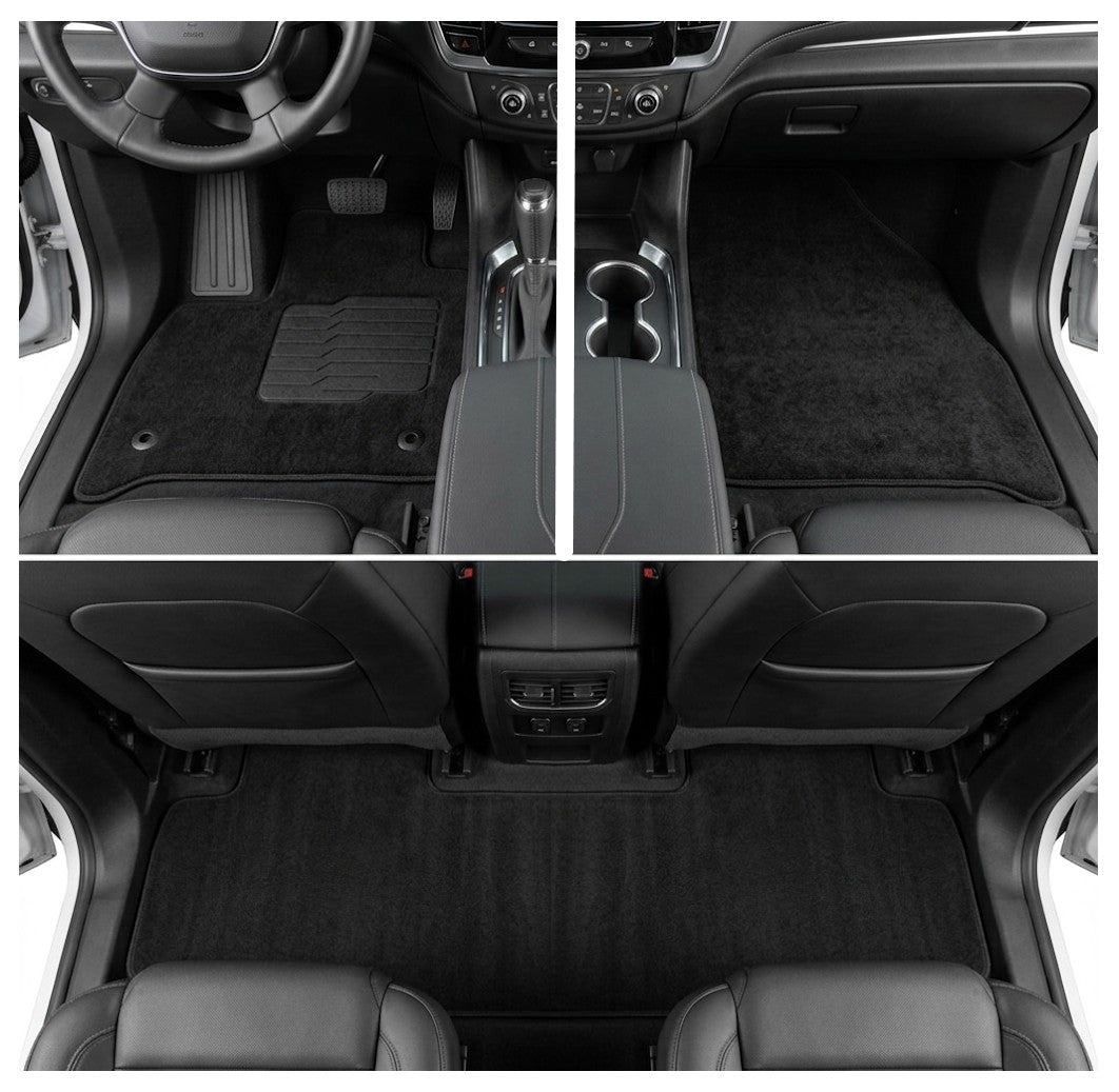 Carpet Floor Mats For 2018 to 2024 Chevrolet Traverse, Front and Rear, Black
