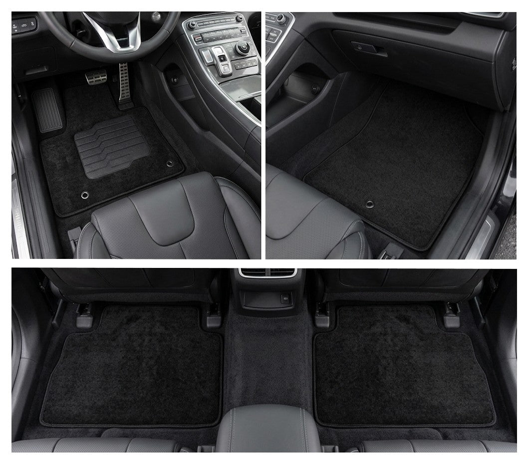 Carpet Floor Mats for 2021 to 2023 Hyundai Santa Fe PHEV (Not for Gas Models), Front and Rear, Black