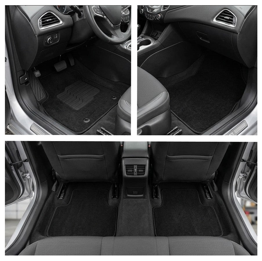 Carpet Floor Mats for 2016 to 2019 Chevrolet Cruze (Not for 2016 Cruze Limited), Front and Rear, Black