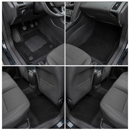 Carpet Floor Mats for 2012 to 2018 Ford Focus Hatch and Sedan, Front and Rear, Black