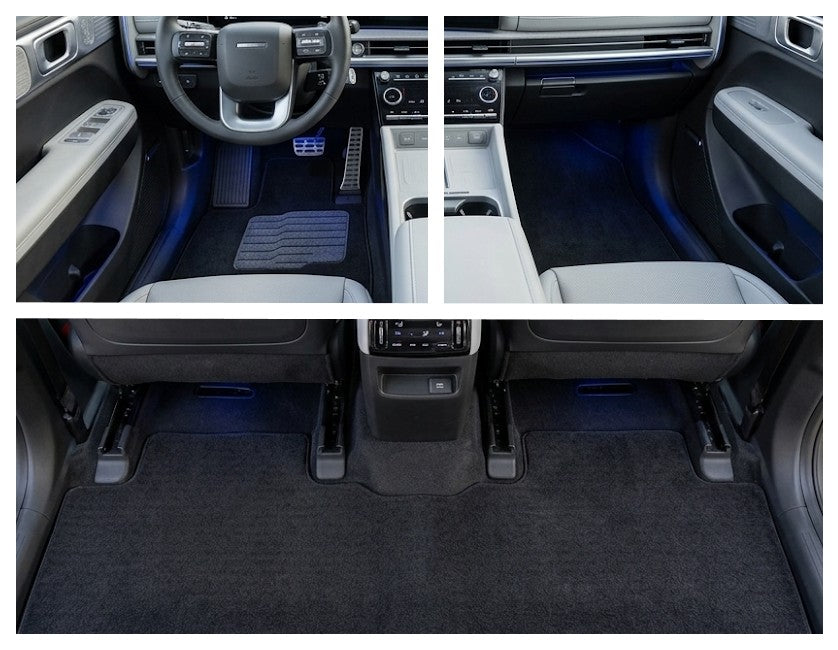 Carpet Floor Mats for 2024 to 2026 Hyundai Santa Fe, Full Set (Front, Rear and 3rd Row), Black