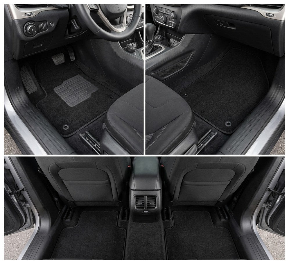 Carpet Floor Mats Fit for 2014 to 2023 Jeep Cherokee, Front and Rear, Black