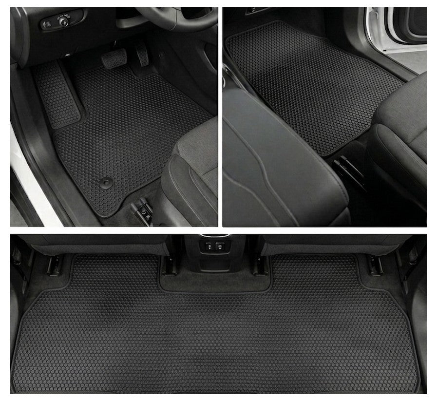 All Weather Honeycomb Floor Mats for 2018 to 2024 Chevy Traverse Front, Rear & 3rd Row
