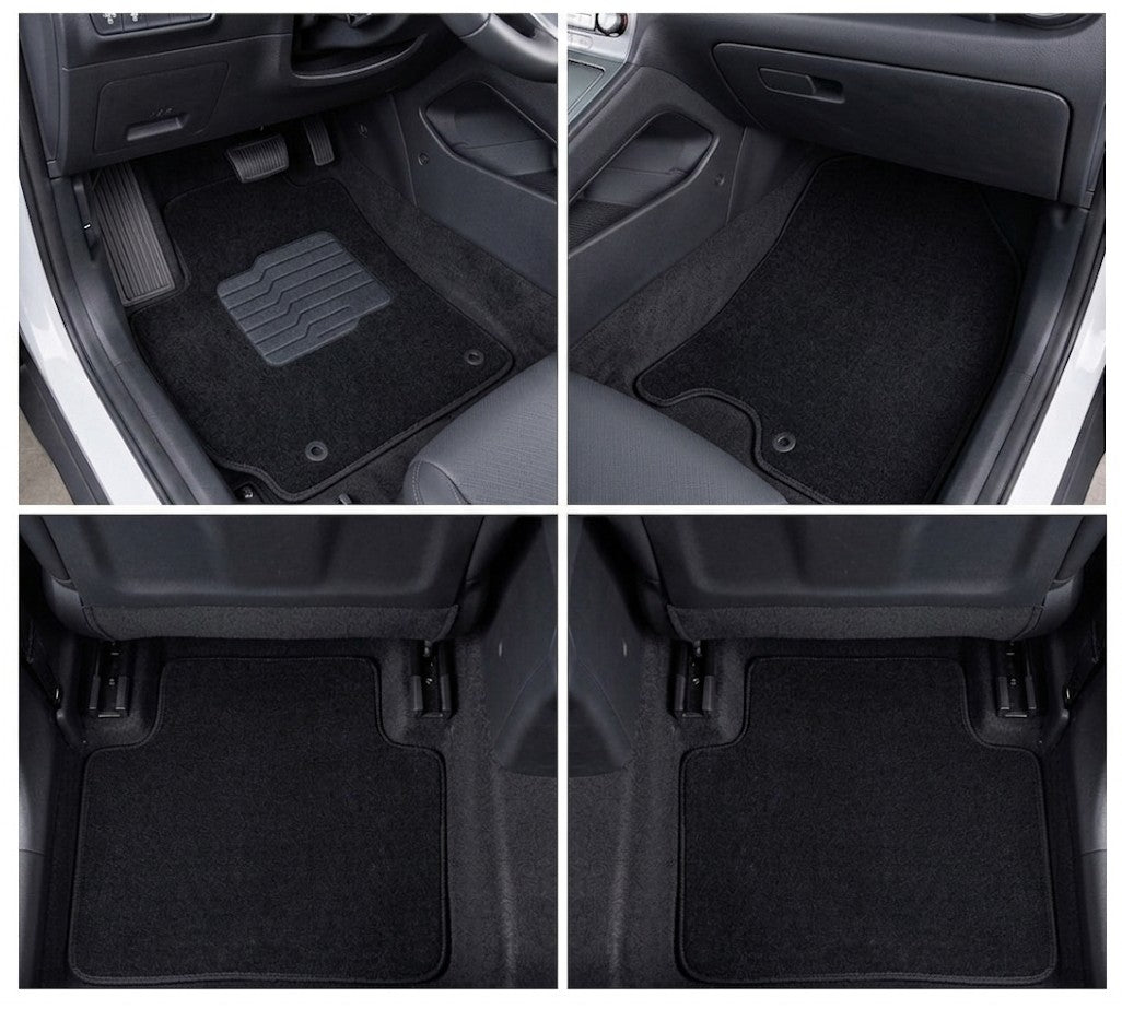 Carpet Floor Mats For 2018 to 2023 Hyundai Kona, Front and Rear, Black