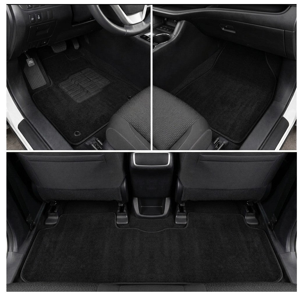 Carpet Floor Mats For 2014 to 2019 Toyota Highlander, Front and Rear, Black