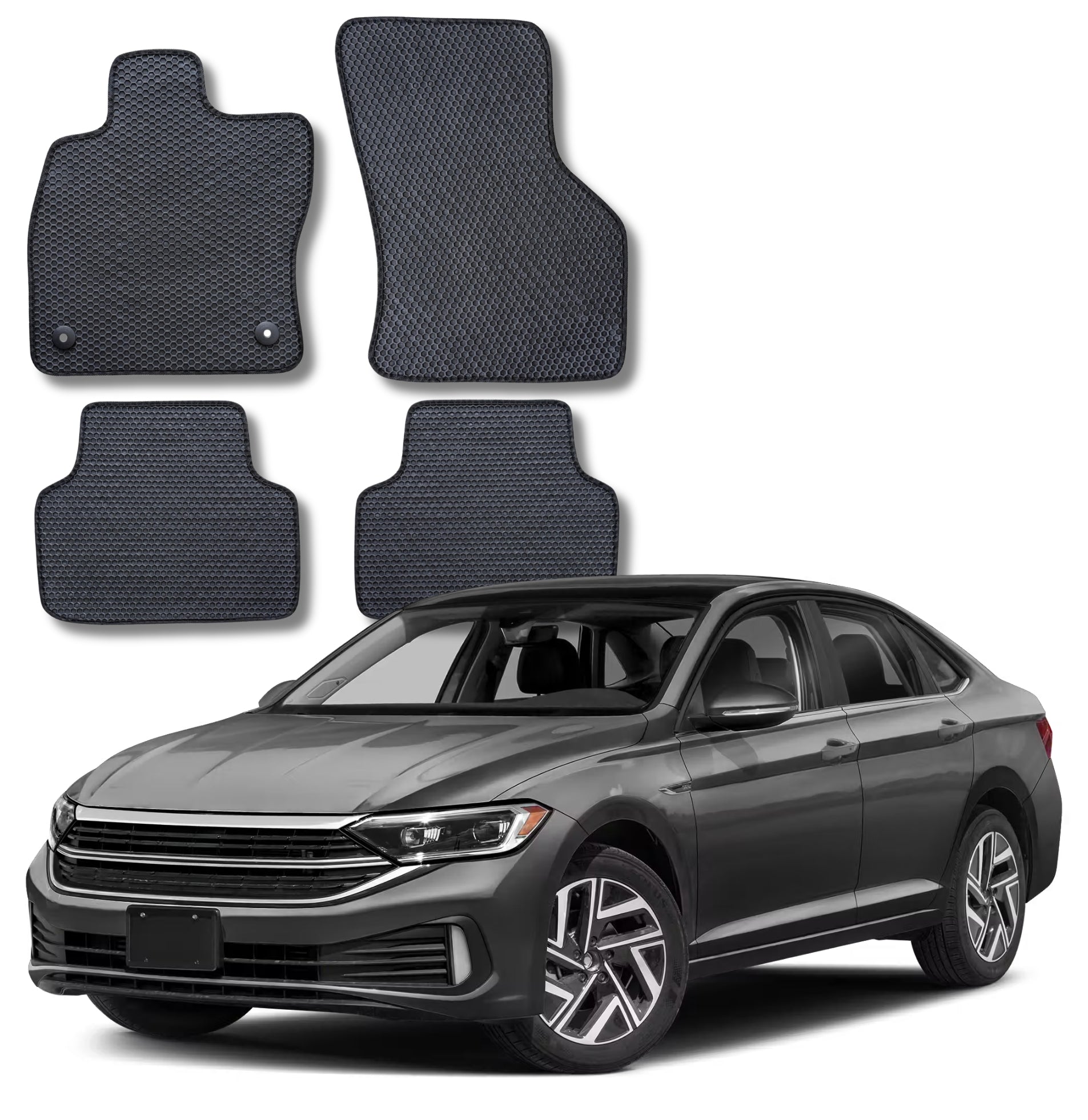All Weather Honeycomb Floor Mats for 2019 to 2026 Volkswagen Jetta, Front and Rear