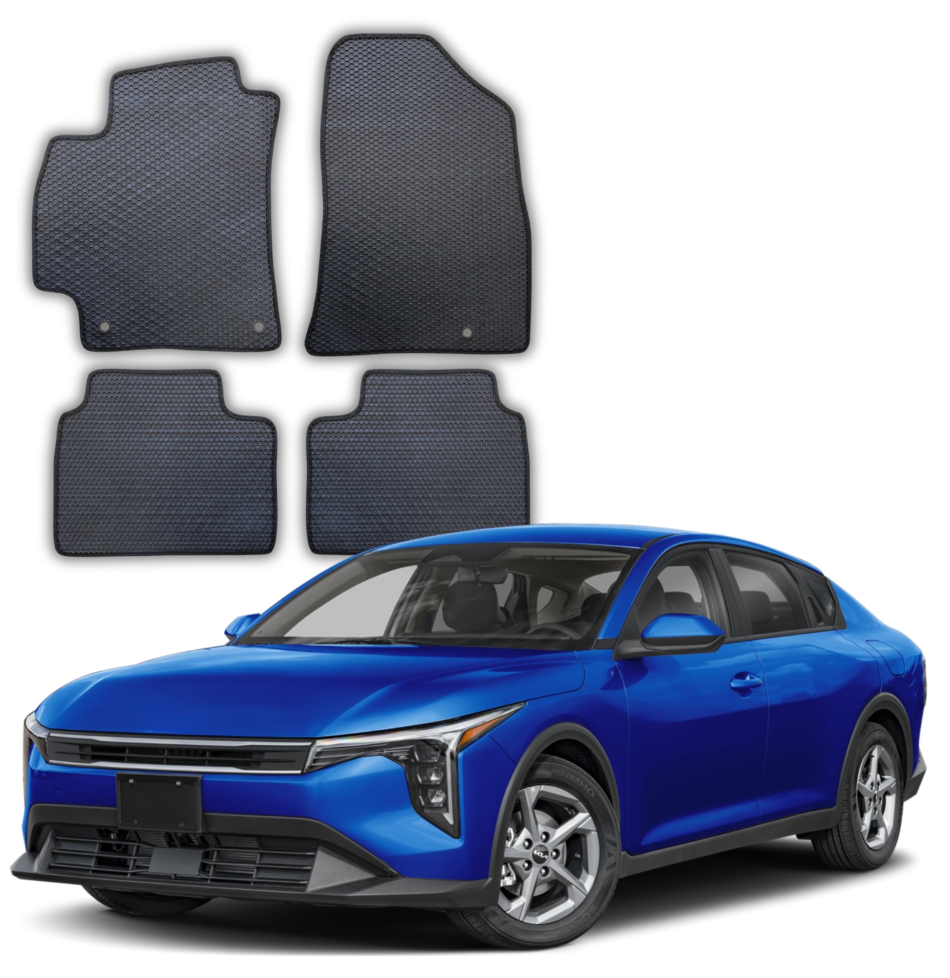 All Weather Honeycomb Floor Mats for 2025 to 2026 Kia K4, Front and Rear