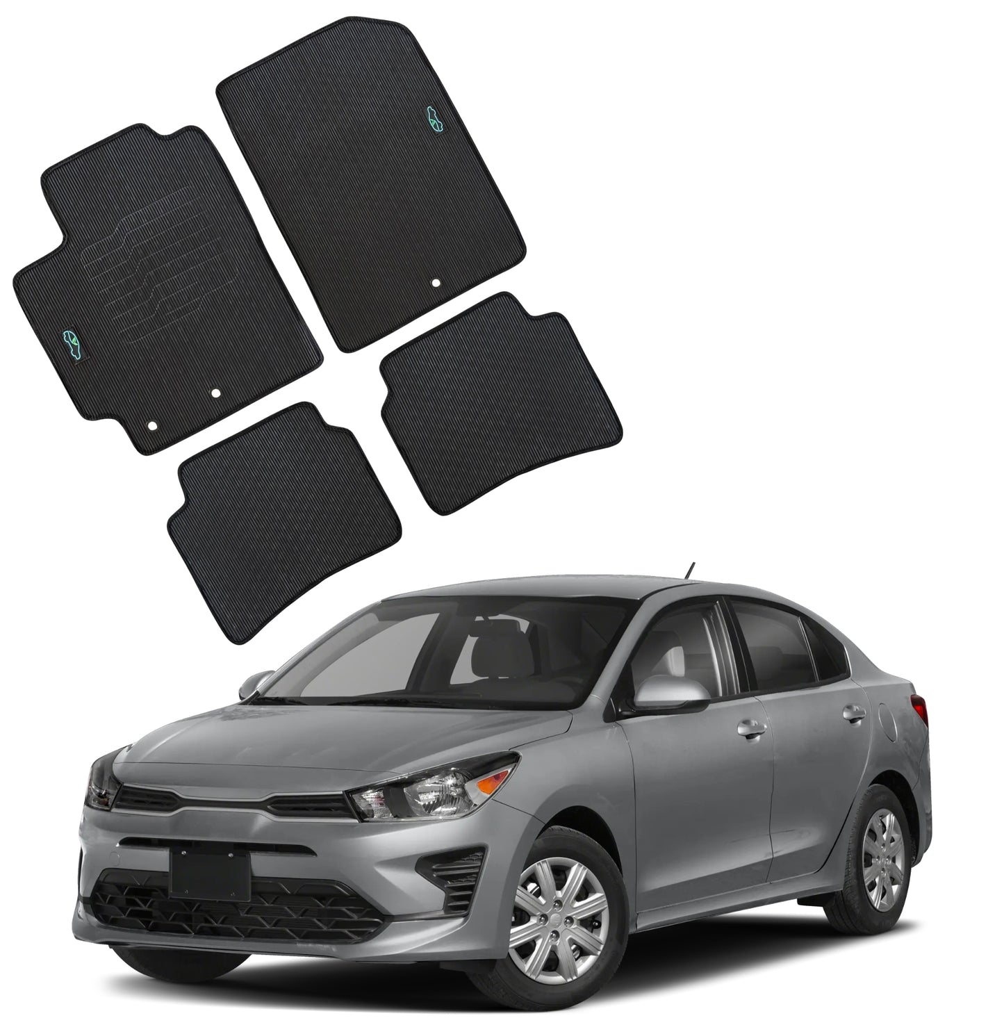 All Weather Floor Mats for 2018 to 2024 Kia Rio, Sedan and Hatch, Front and Rear
