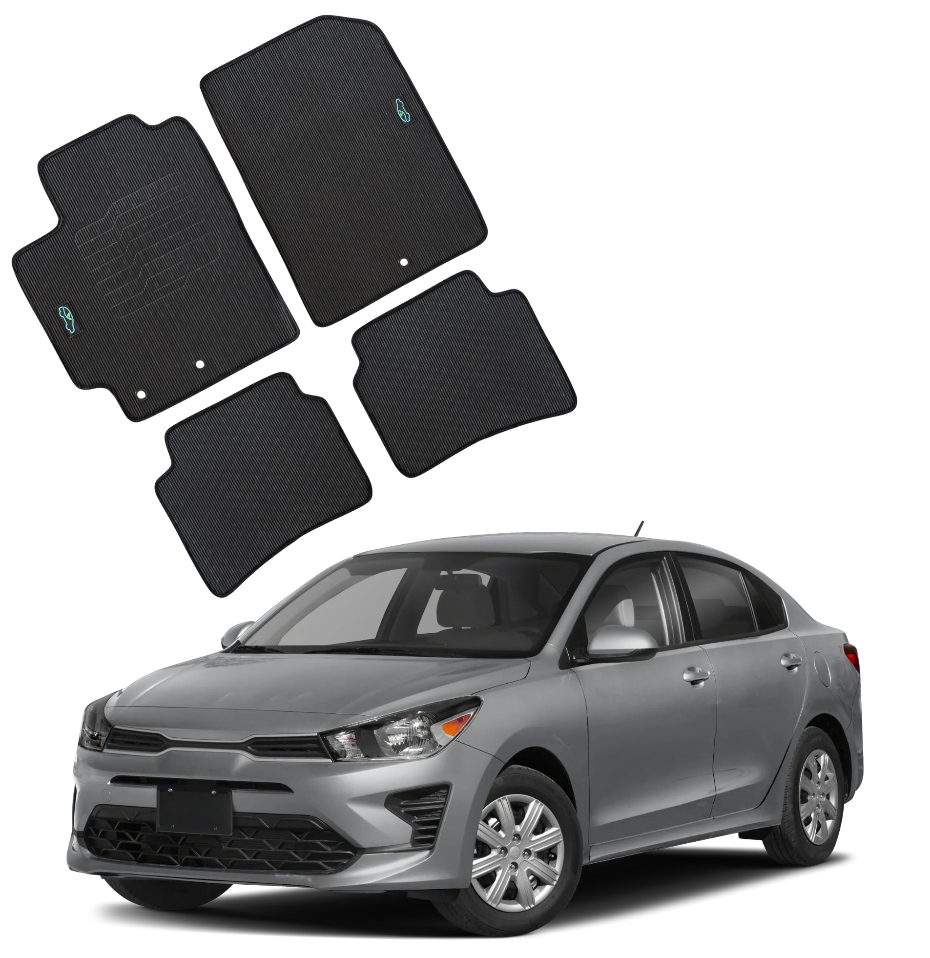 All Weather Floor Mats for 2018 to 2024 Kia Rio, Sedan and Hatch, Front and Rear
