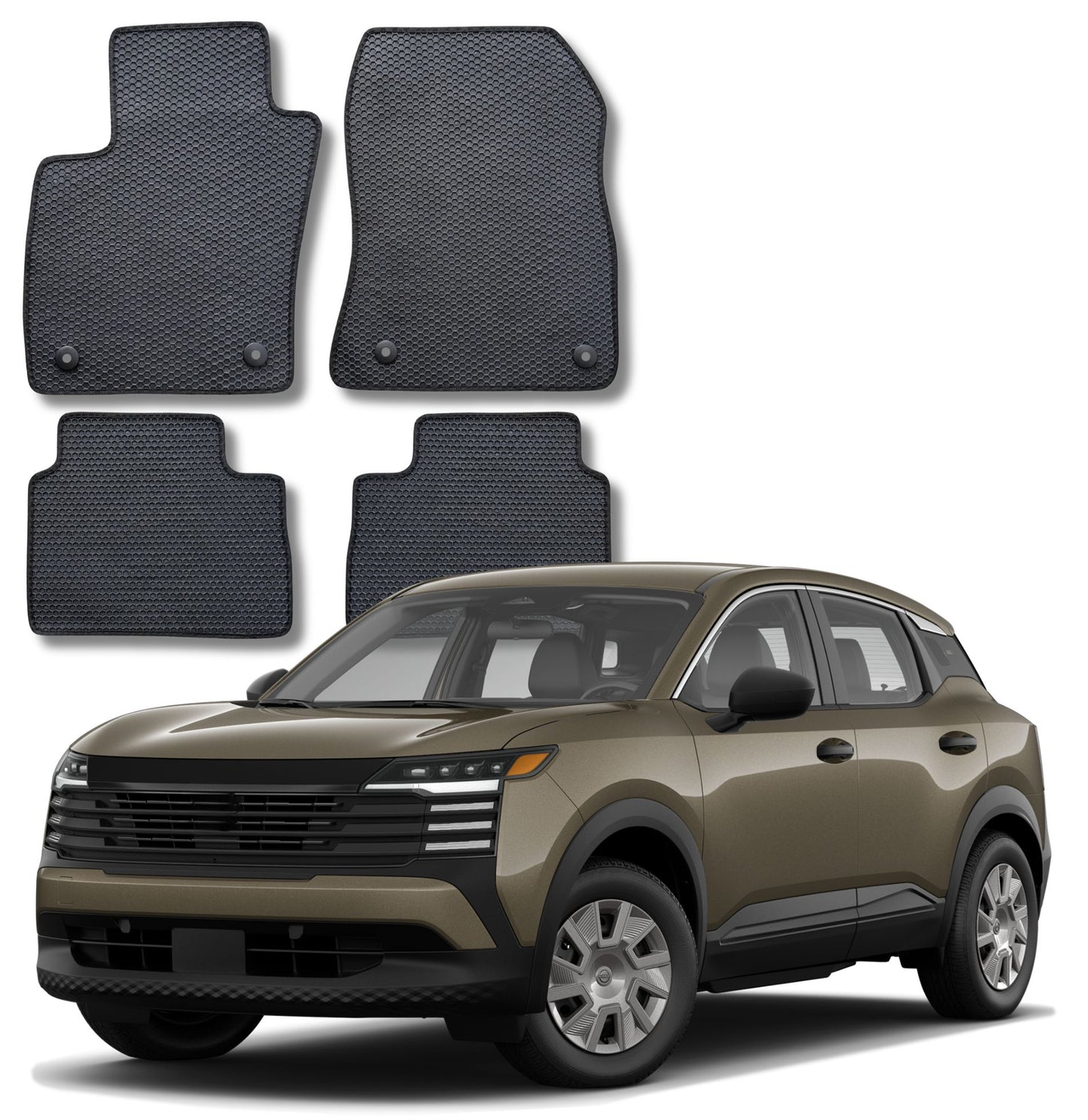 All Weather Honeycomb Floor Mats for 2025 to 2026 Nissan Kicks, Front and Rear