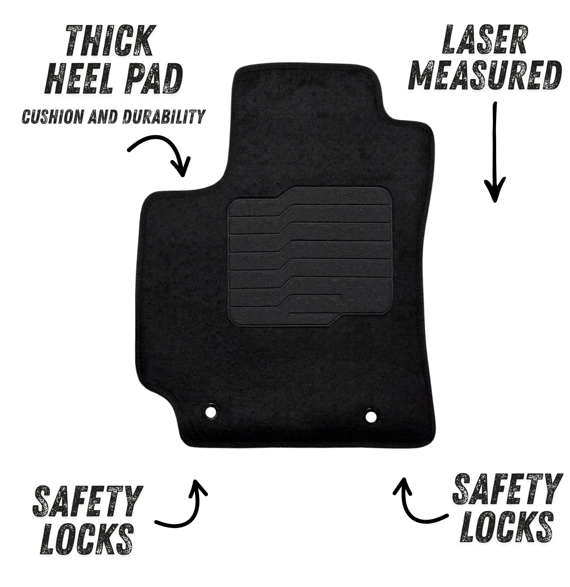 Carpet Floor Mats for 2024 to 2026 Hyundai Kona, Front and Rear, Black (Not for Electric Models)