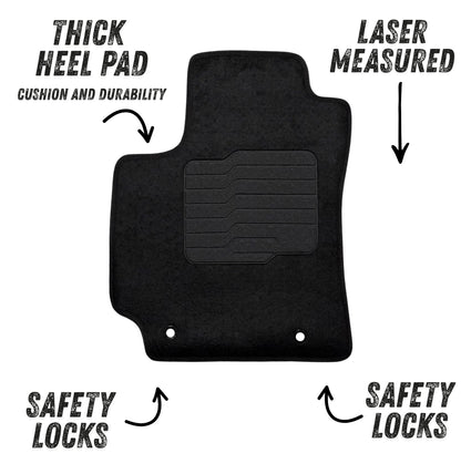 Carpet Floor Mats for 2024 to 2026 Hyundai Kona, Front and Rear, Black (Not for Electric Models)