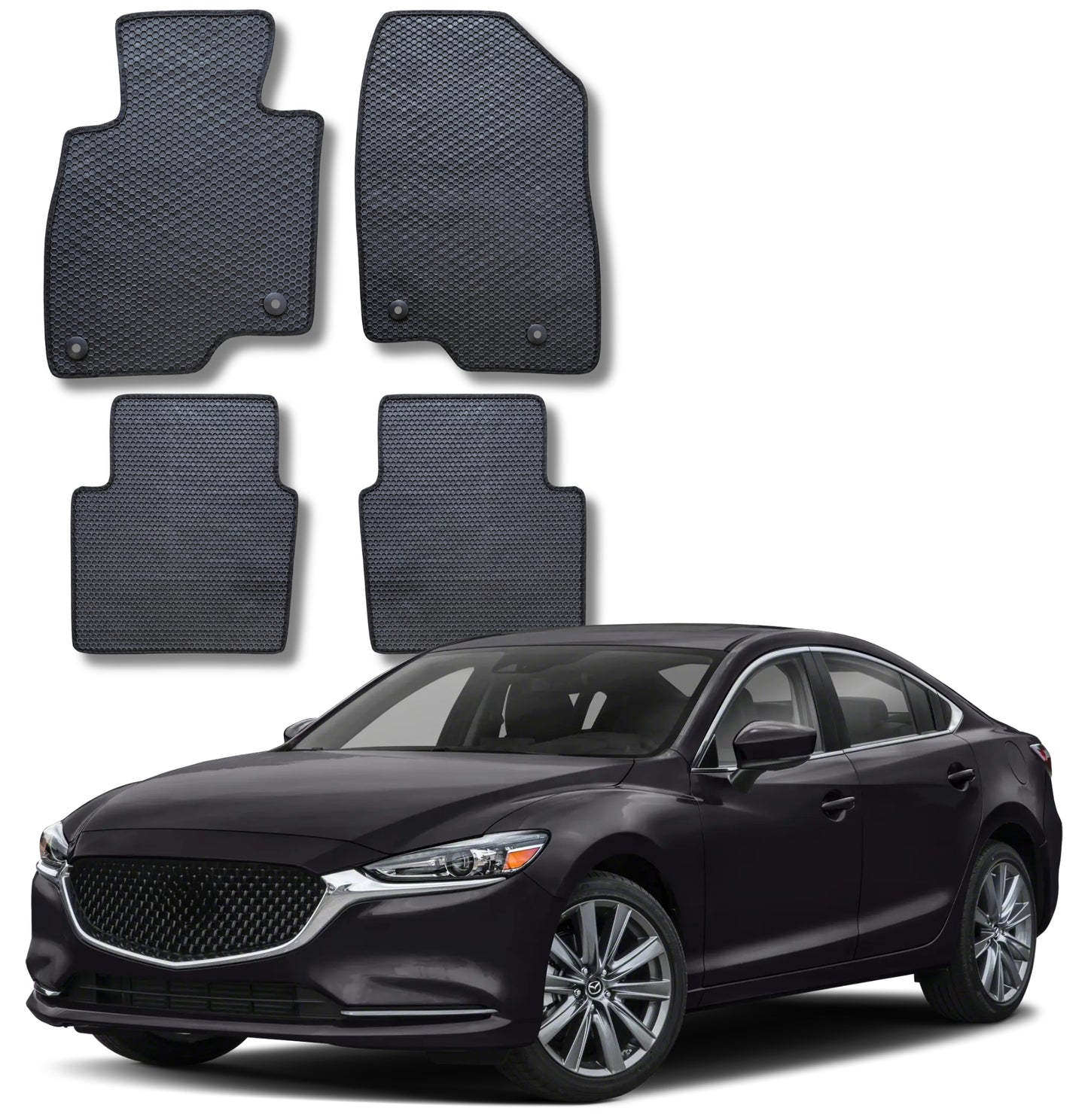 All Weather Honeycomb Floor Mats for 2014 to 2021 Mazda 6, Front and Rear