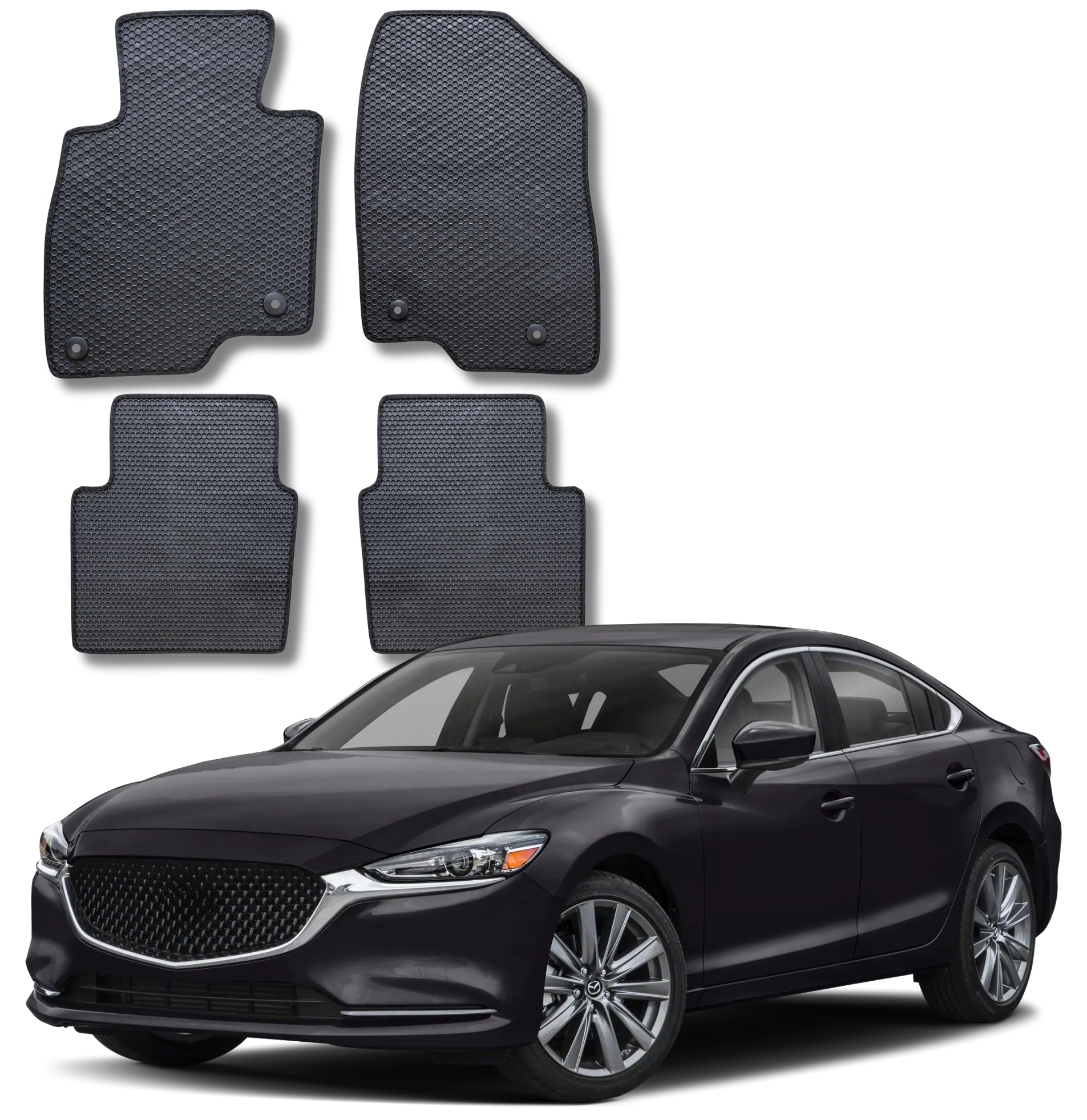 All Weather Honeycomb Floor Mats for 2014 to 2021 Mazda 6, Front and Rear