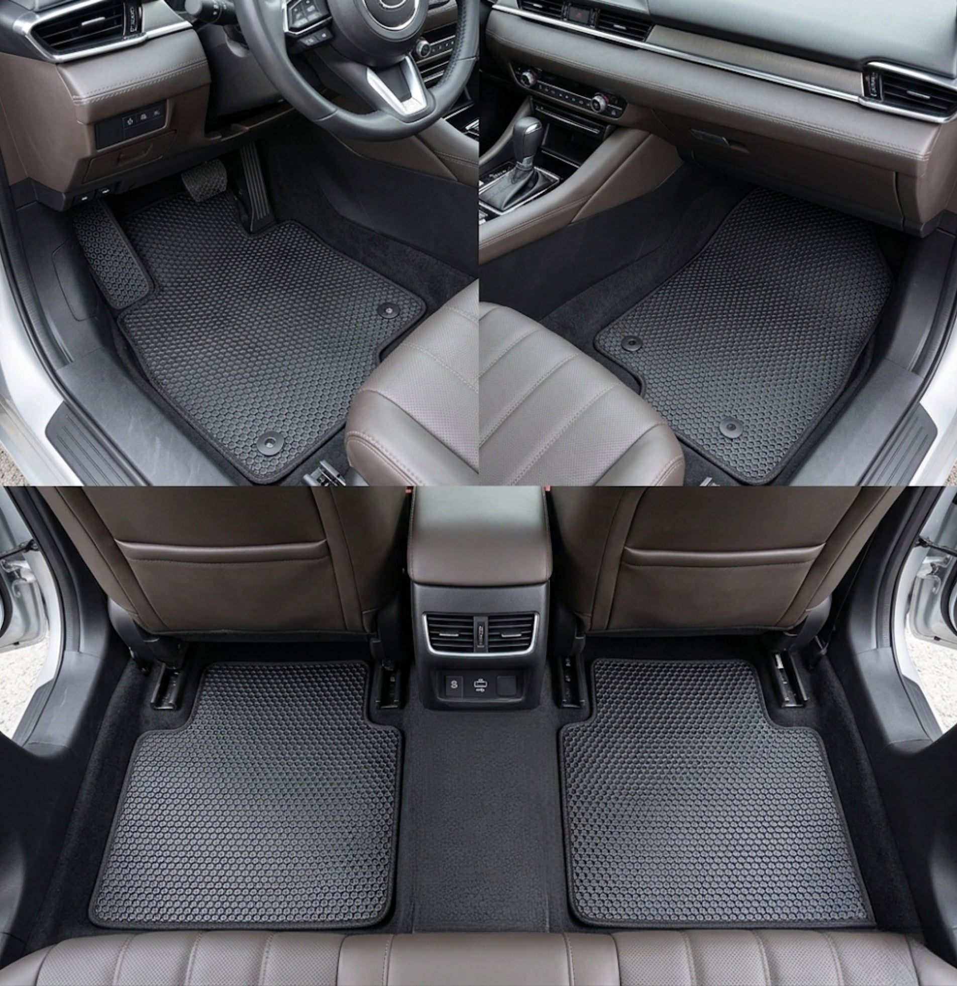 All Weather Honeycomb Floor Mats for 2014 to 2021 Mazda 6, Front and Rear