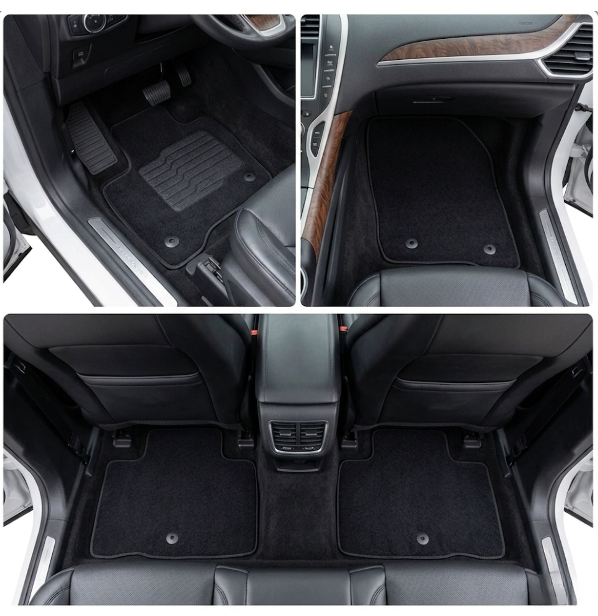 Carpet Floor Mats for 2019 to 2023 Lincoln Nautilus, Front and Rear, Black