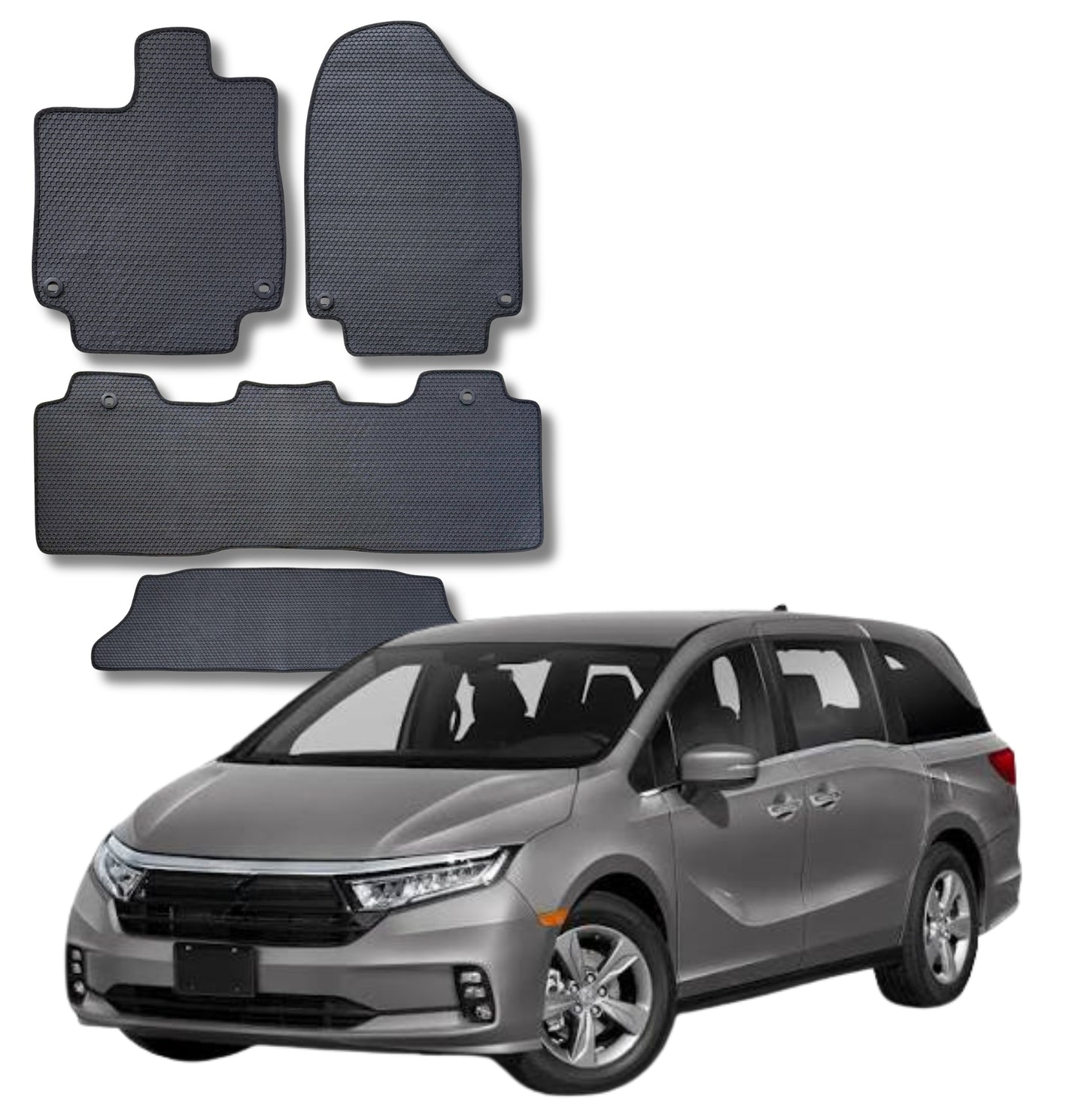 All Weather Honeycomb Floor Mats for 2018 to 2026 Honda Odyssey, Full Set