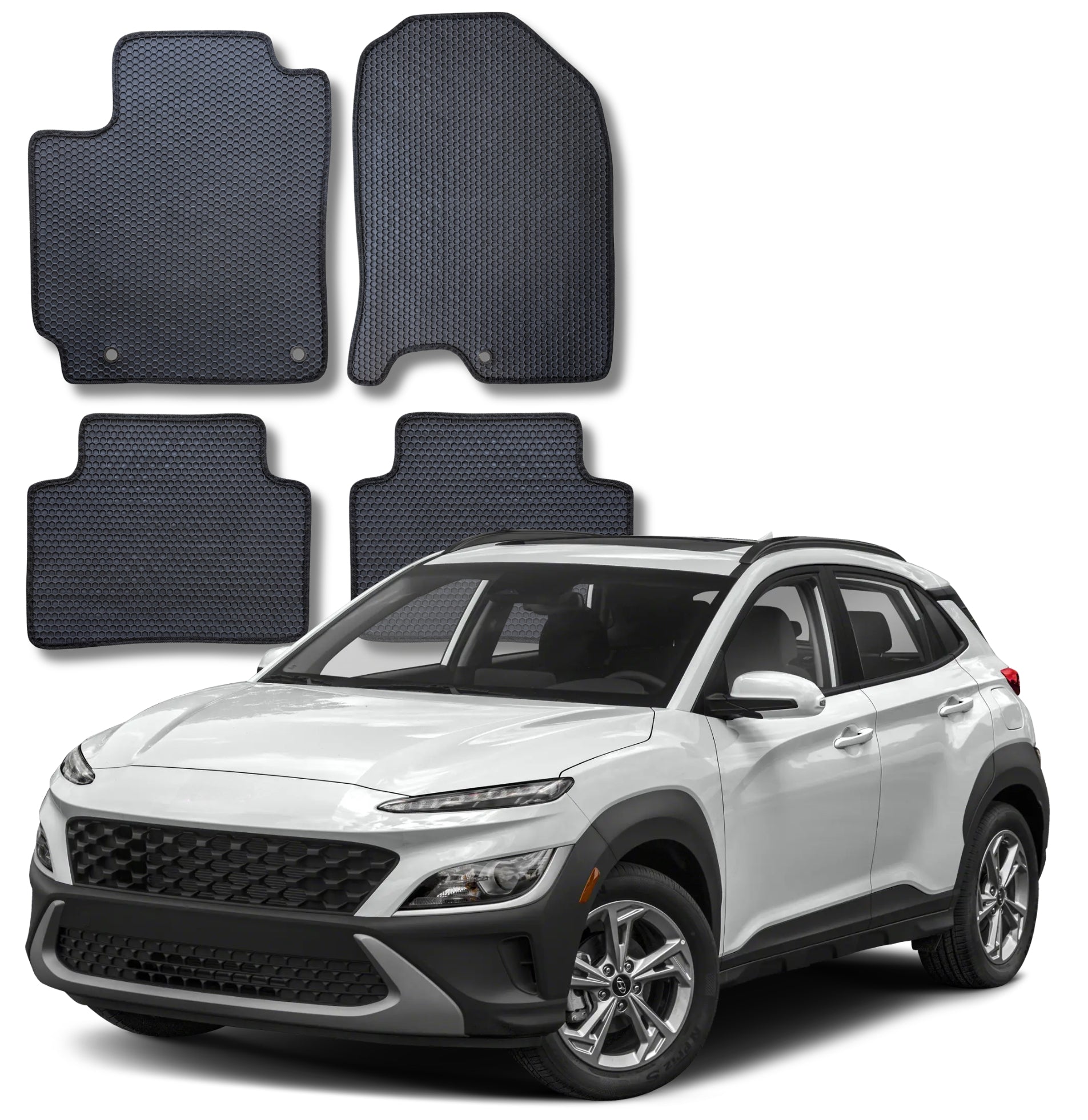 All Weather Honeycomb Floor Mats for 2018 to 2023 Hyundai Kona