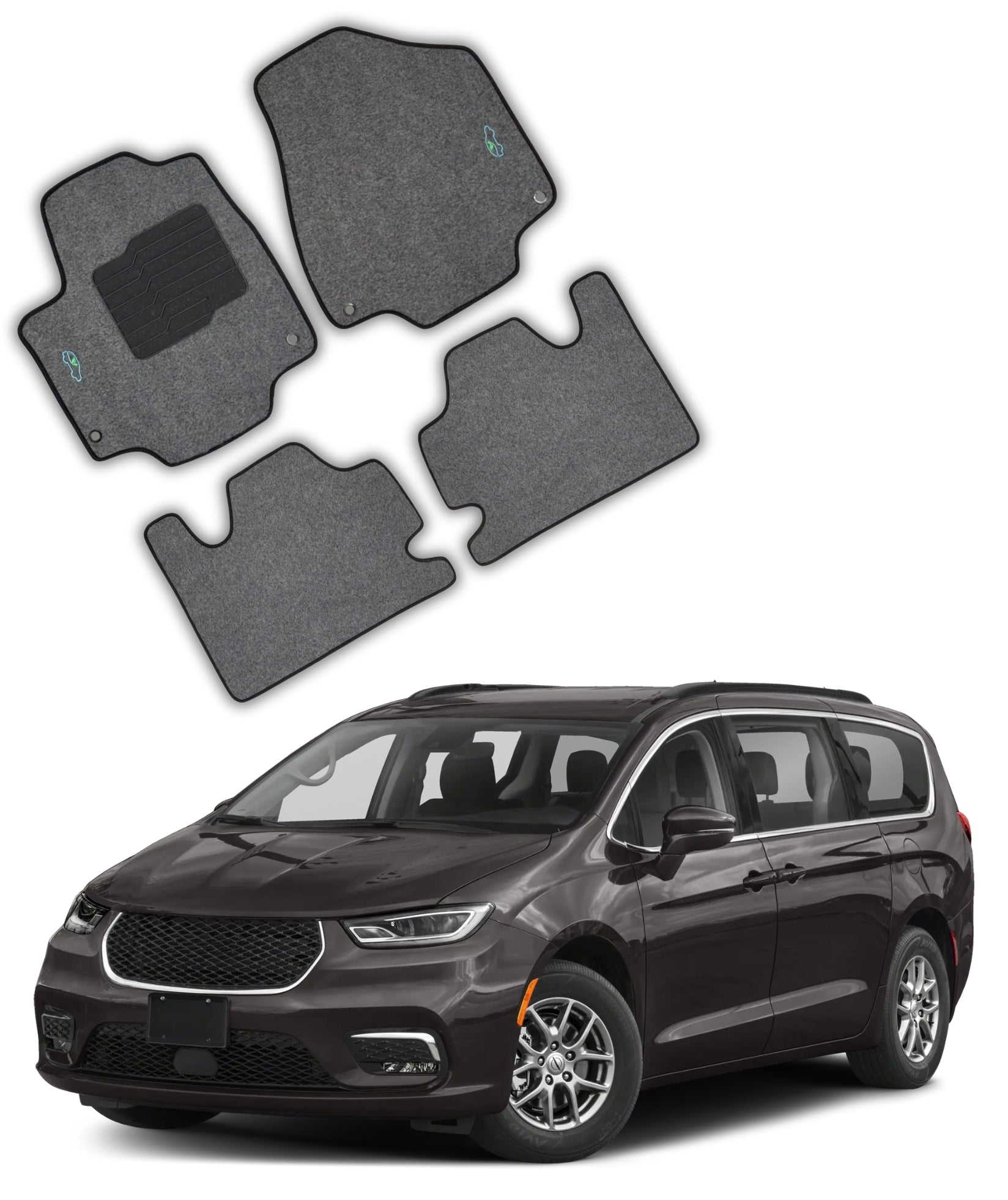 Carpet Floor Mats for 2017 to 2026 Chrysler Pacifica (Not for Hybrid) - Gray