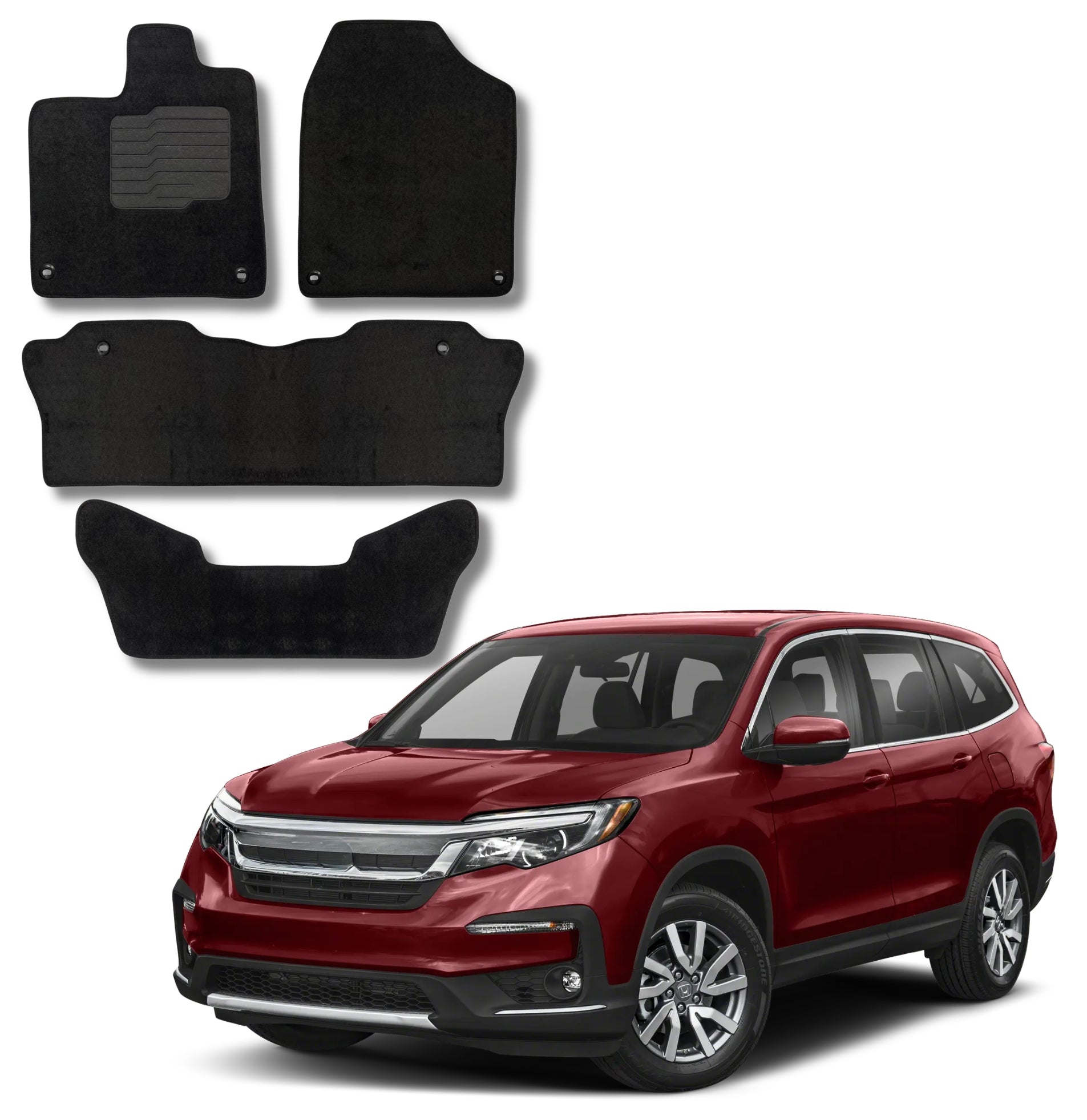 Carpet Floor Mats for 2016 to 2022 Honda Pilot 7-Seat Full Set, Front, Rear and 3rd Row