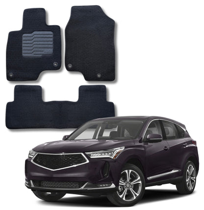 Carpet Floor Mats for 2019 to 2026 Acura RDX, Front and Rear, Black