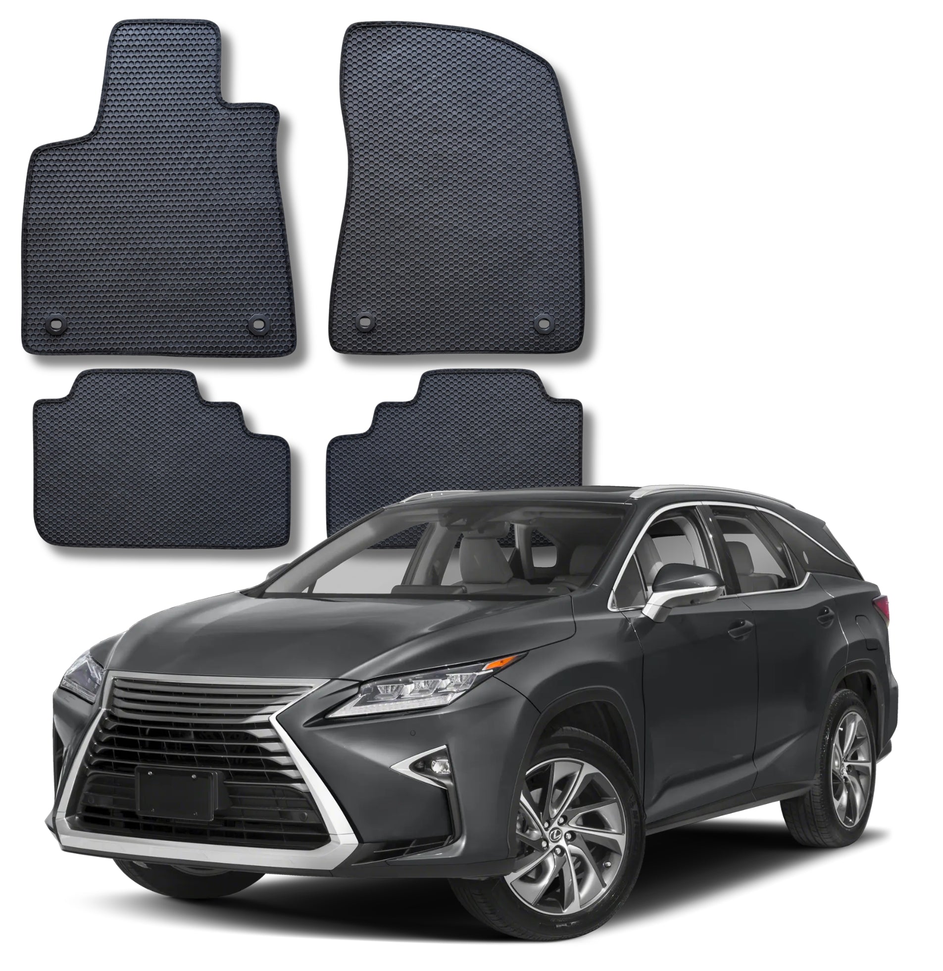 All Weather Honeycomb Floor Mats for 2016-2022 Lexus RX350 RX450h / 2018-2022 RX350L RX450HL, Front and Rear