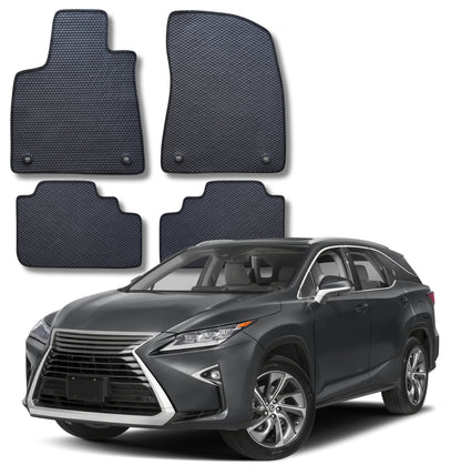 All Weather Honeycomb Floor Mats for 2016-2022 Lexus RX350 RX450h / 2018-2022 RX350L RX450HL, Front and Rear