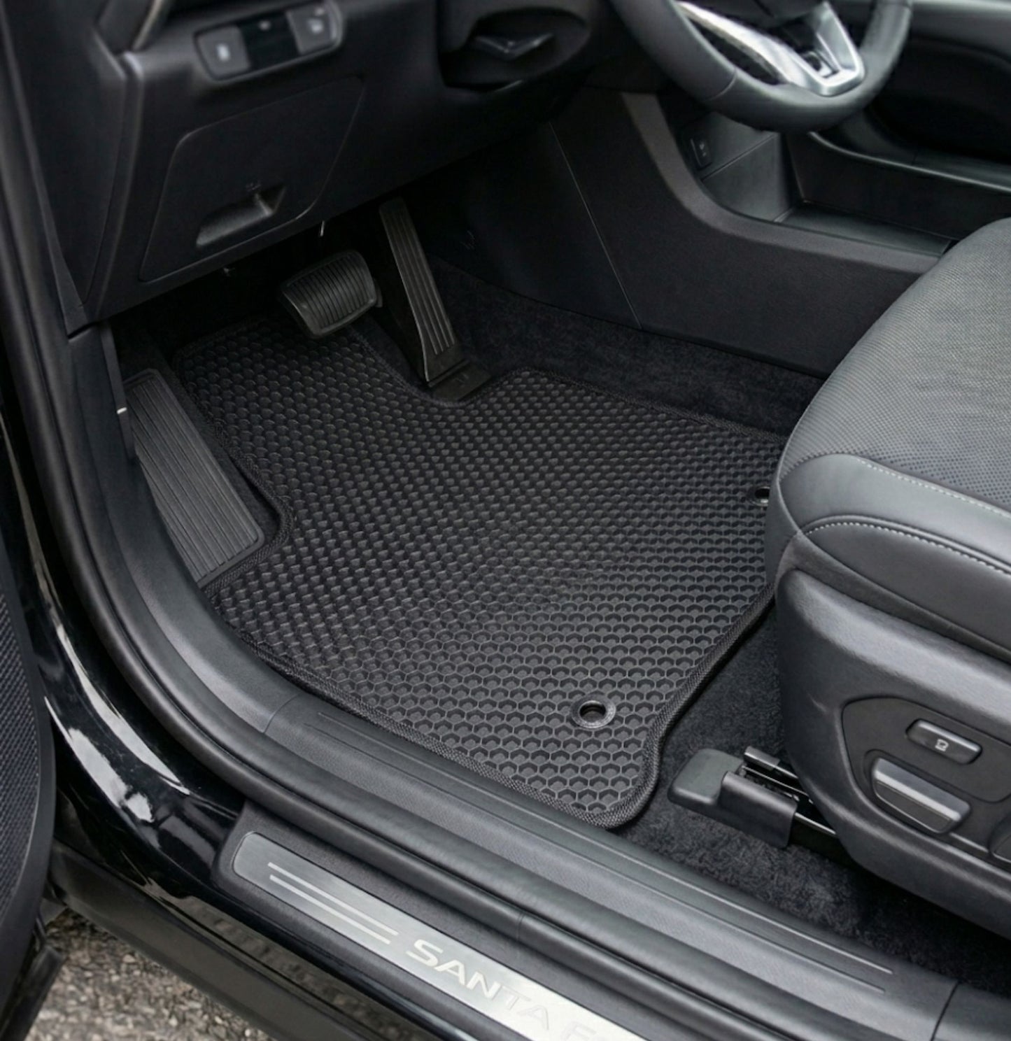 All Weather Honeycomb Floor Mats for 2024 to 2026 Hyundai Santa Fe, Full Set (Front, Rear and 3rd Row)
