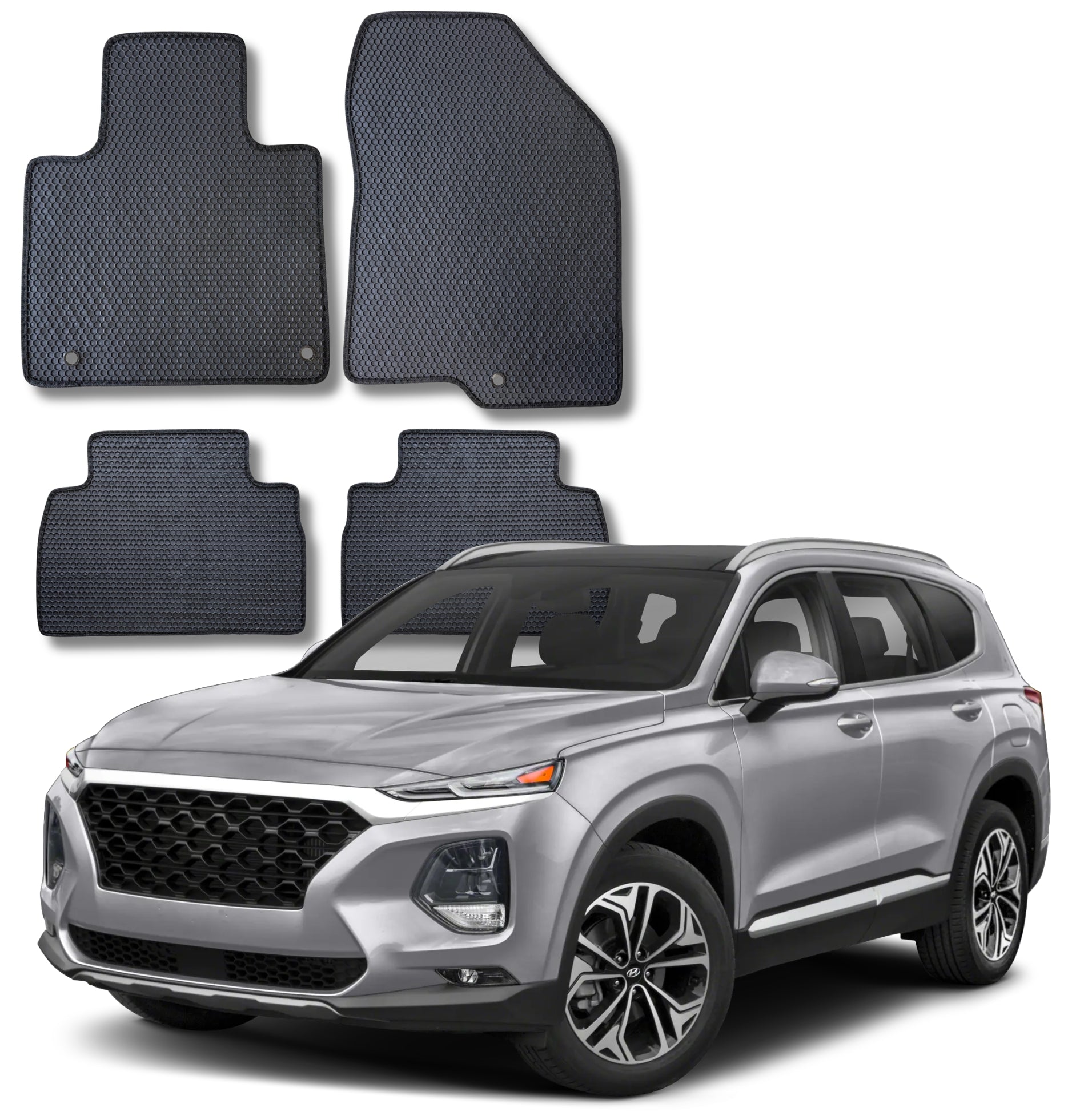 All Weather Honeycomb Floor Mats for 2019 2020 Hyundai Santa Fe