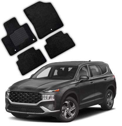 Carpet Floor Mats for 2021 to 2023 Hyundai Santa Fe PHEV (Not for Gas Models), Front and Rear, Black