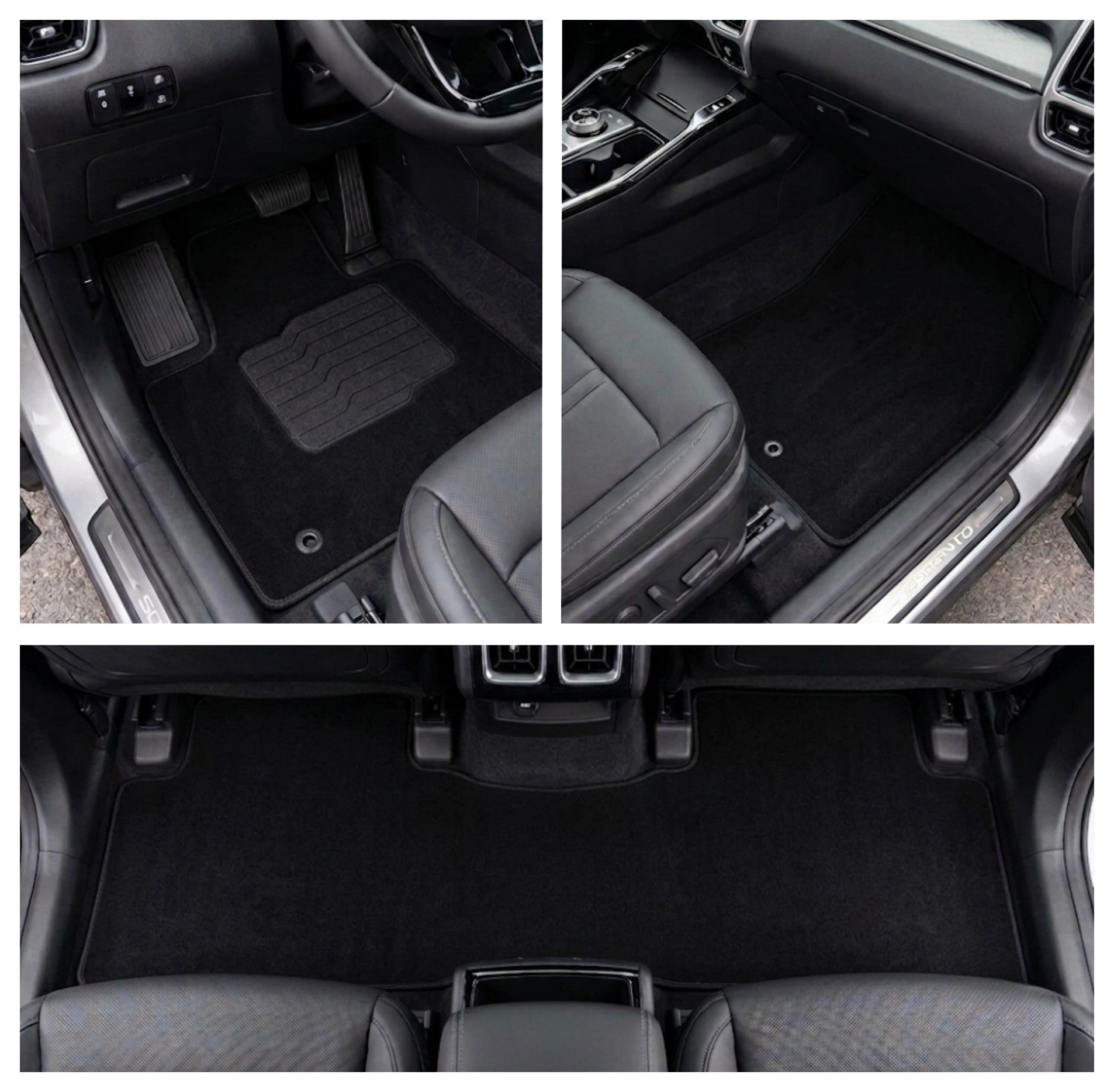 Carpet Floor Mats for 2021 to 2026 Kia Sorento Full 3-Row Set (Not for Hybrid Models), Front and Rear