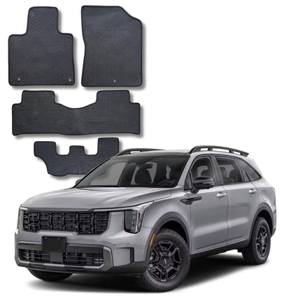 All Weather Honeycomb Floor Mats for 2021 to 2026 Kia Sorento 3-Row Set (Not for Hybrid Models)