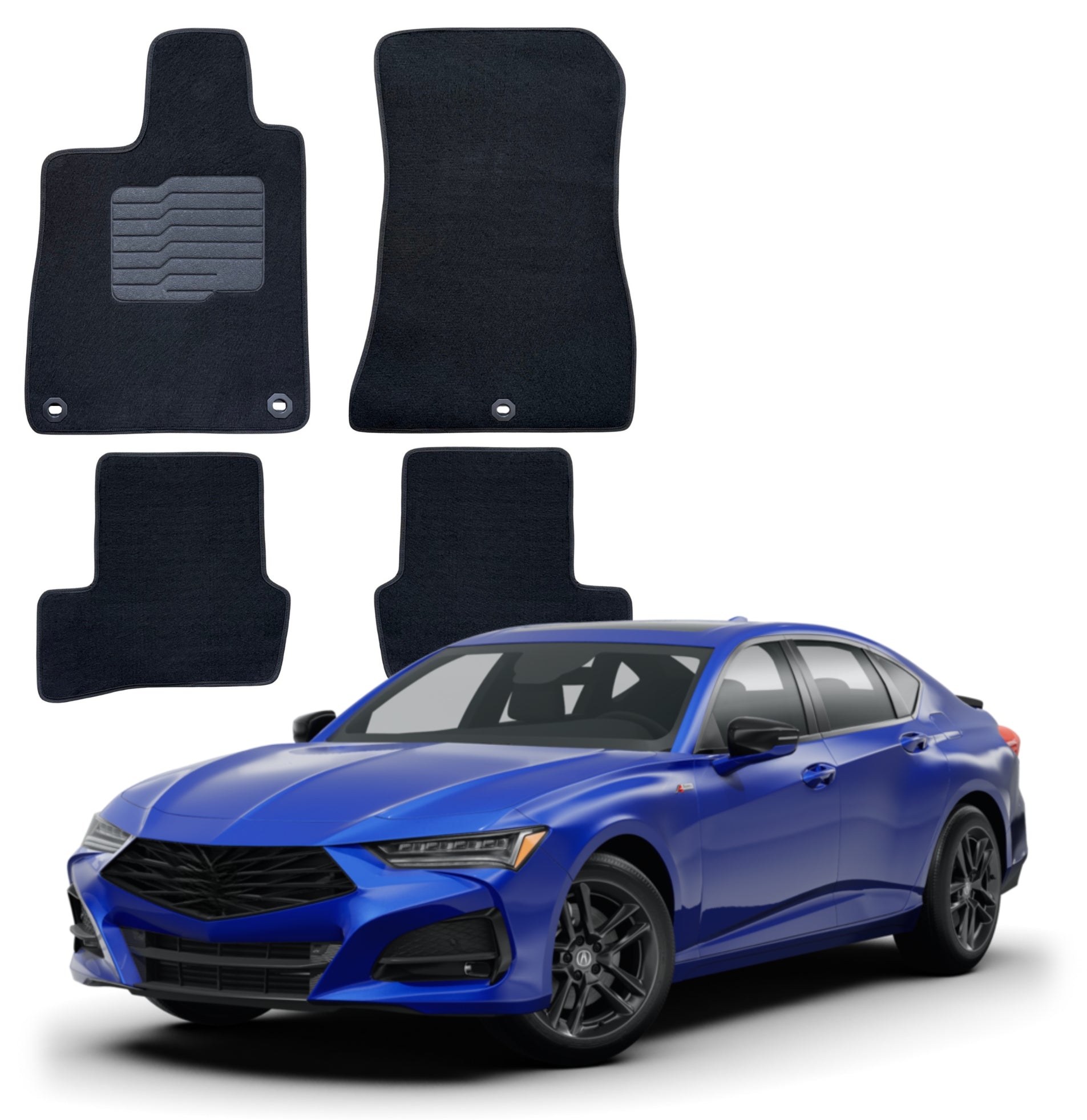 Carpet Floor Mats for 2021 to 2025 Acura TLX, Front and Rear, Black