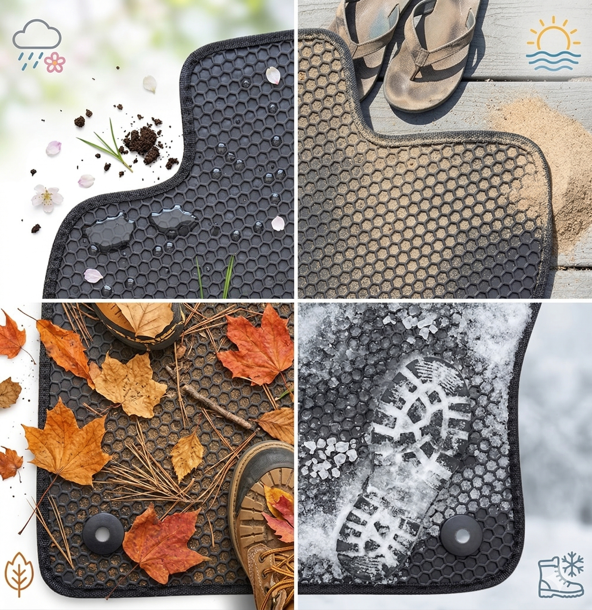 All Weather Honeycomb Floor Mats for 2022 to 2026 Volkswagen Taos