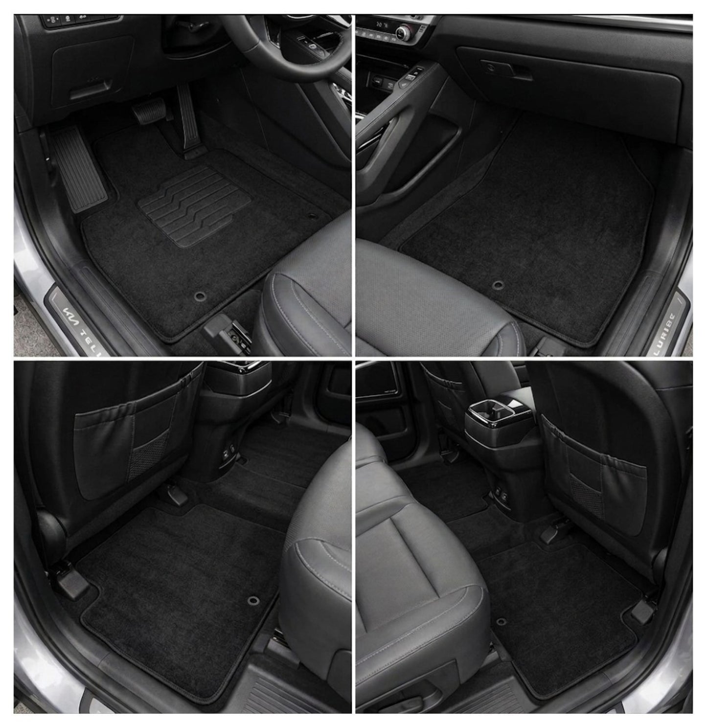 Carpet Floor Mats for 2020 to 2025 Kia Telluride Front, Rear and 3rd Row, Black