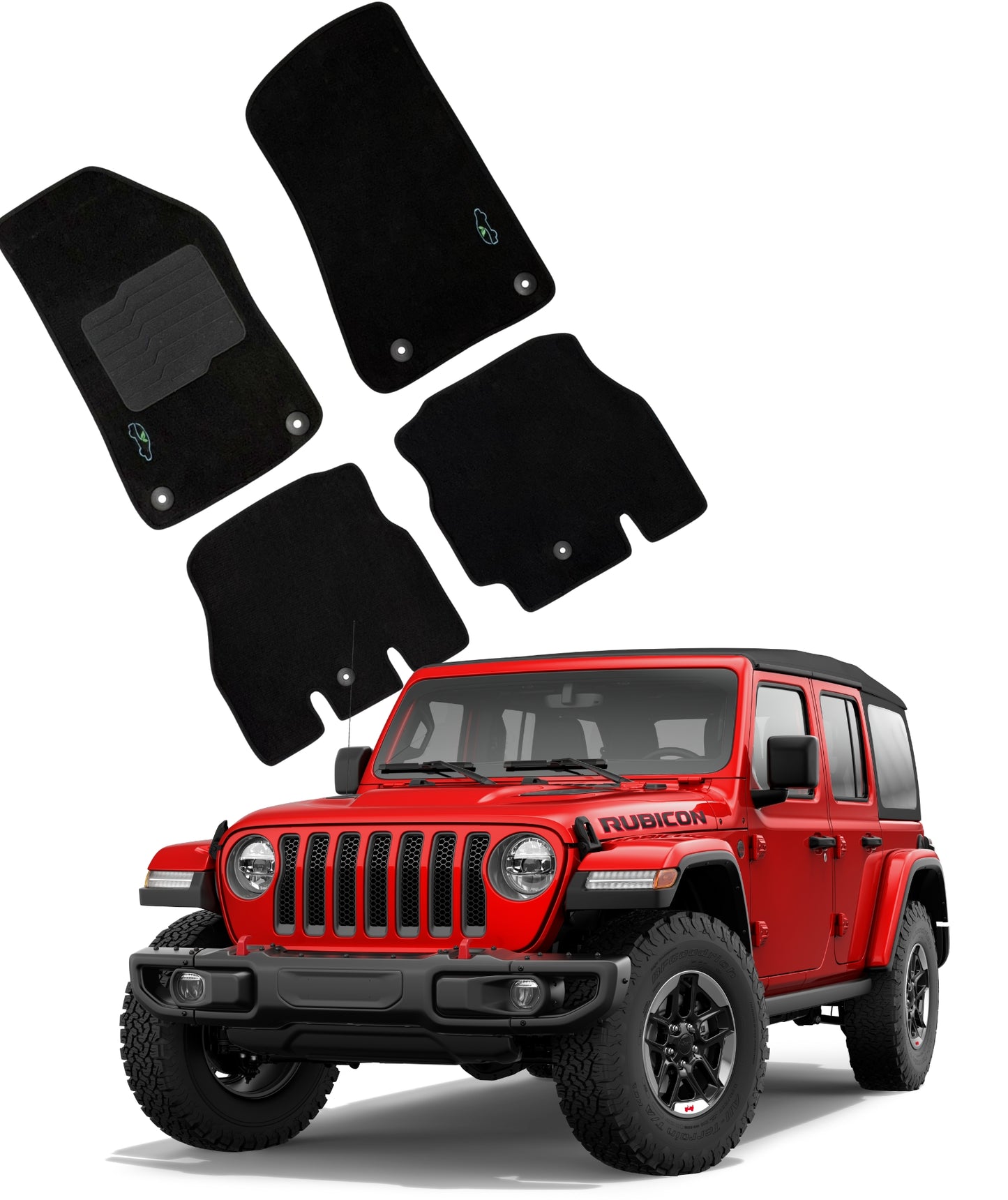 Carpet Floor Mats for 2018 to 2024 Jeep Wrangler 4 Doors Models