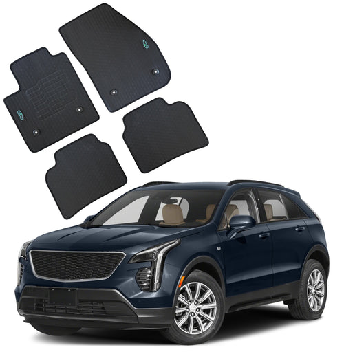 All Weather Floor Mats for 2018 to 2025 Cadillac XT4, front and Rear, Black