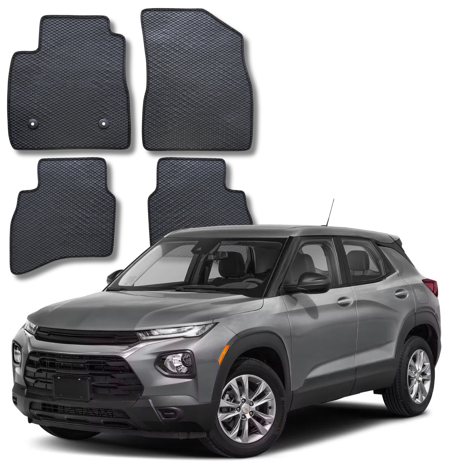 All Weather Honeycomb Floor Mats for 2021 to 2026 Chevrolet Trailblazer AWD, Front and Rear