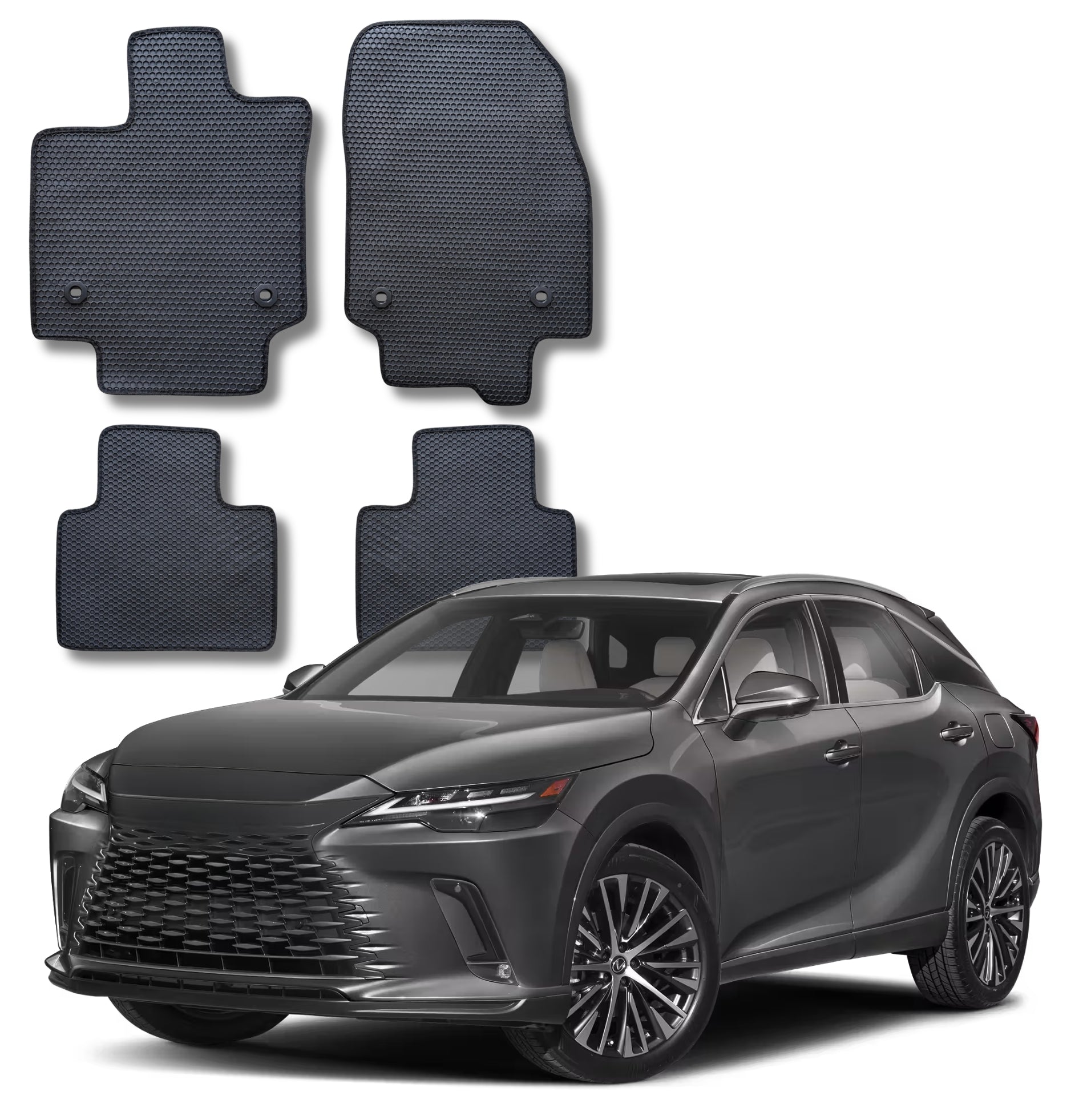 All Weather Honeycomb Floor Mats for 2023 to 2026 Lexus RX350 RX500h (Not for RX450h+ PHEV), Front and Rear