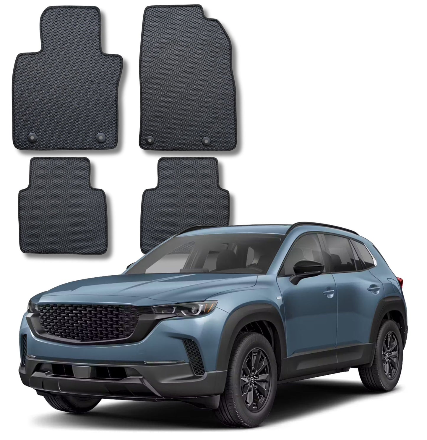 All Weather Honeycomb Floor Mats for 2023 to 2026 Mazda CX-50 (Not Hybrid), Front and Rear, Black