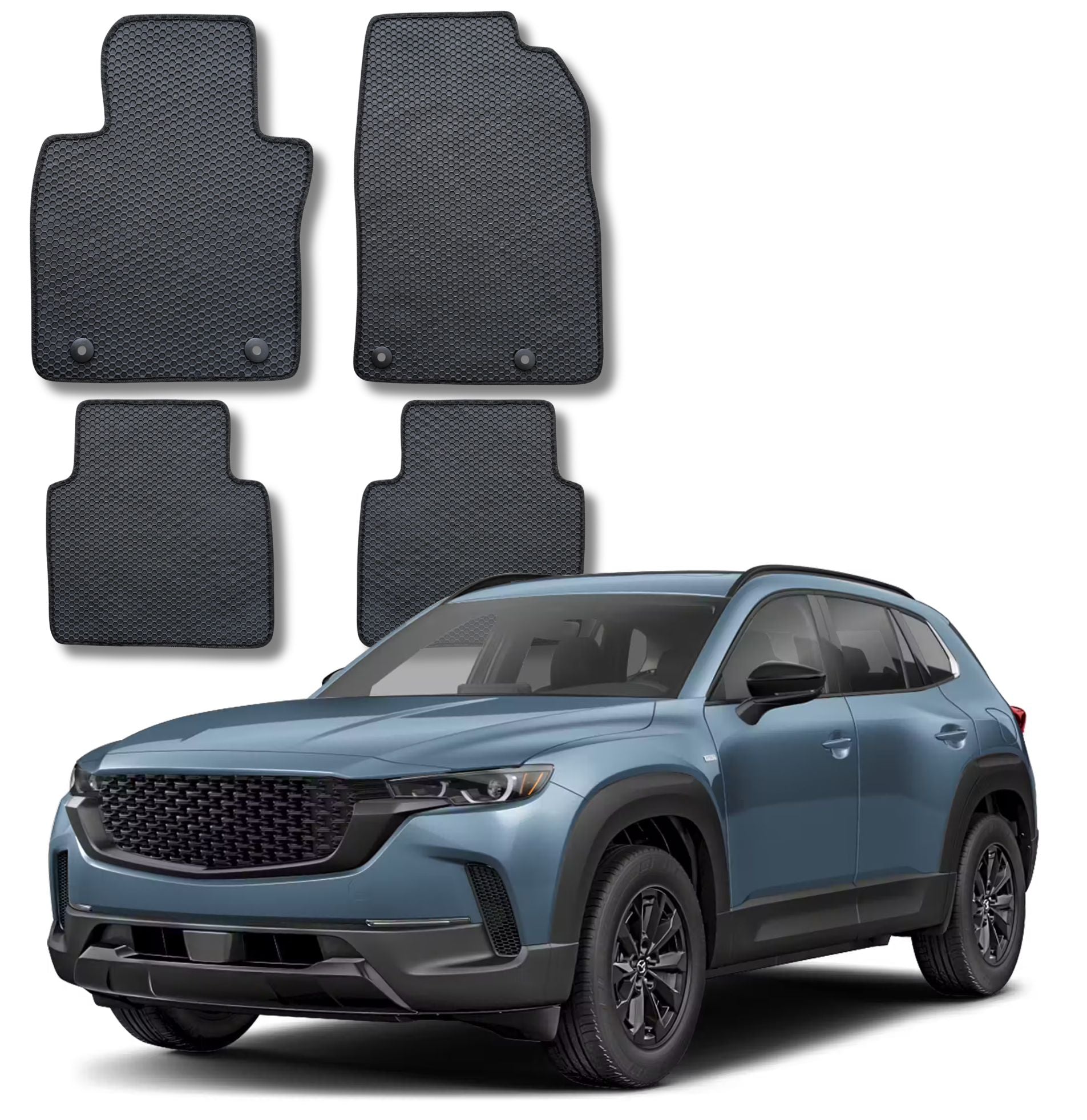 All Weather Honeycomb Floor Mats for 2023 to 2026 Mazda CX-50 (Not Hybrid), Front and Rear, Black