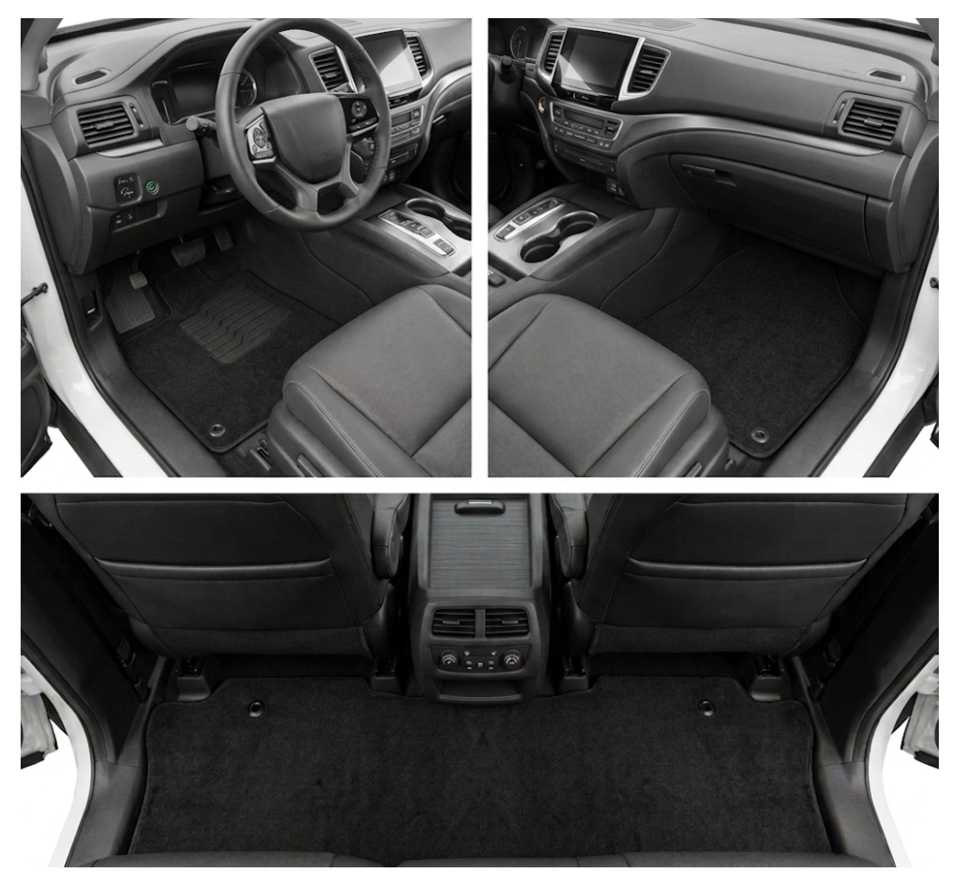 Carpet Floor Mats for 2017 to 2026 Honda Ridgeline, Front and Rear, Black